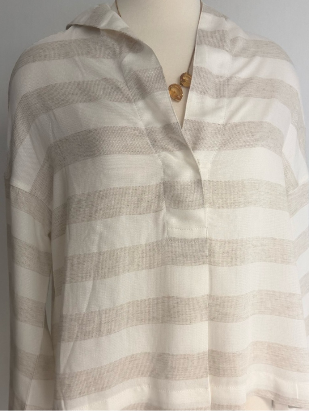 MAX STUDIO Cream Striped Hoody Top NWT